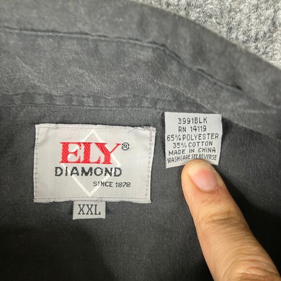 ELY Diamond Western Shirt Mens XXL Black Red Snap Front Long Sleeve Rodeo - Picture 3 of 8